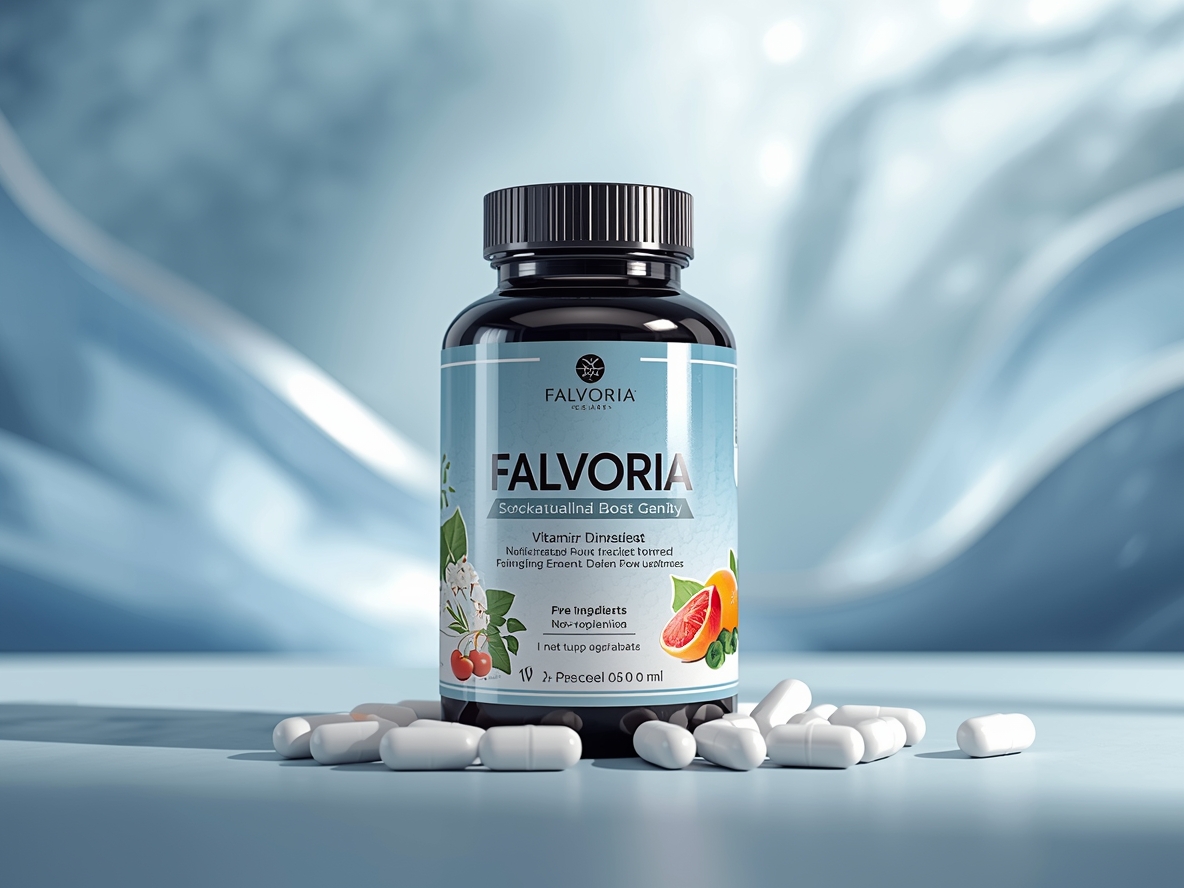 Falvoria supplement bottle with natural ingredients